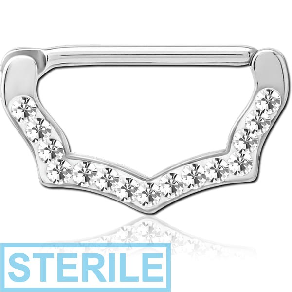 STERILE SURGICAL STEEL CRYSTALINE JEWELLED NIPPLE CLICKER