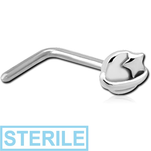 STERILE SURGICAL STEEL 90 DEGREE NOSE STUD