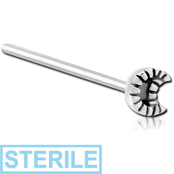 STERILE SURGICAL STEEL STRAIGHT NOSE STUD - CRESCENT