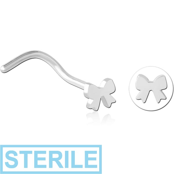 STERILE SURGICAL STEEL CURVED NOSE STUD - BOW