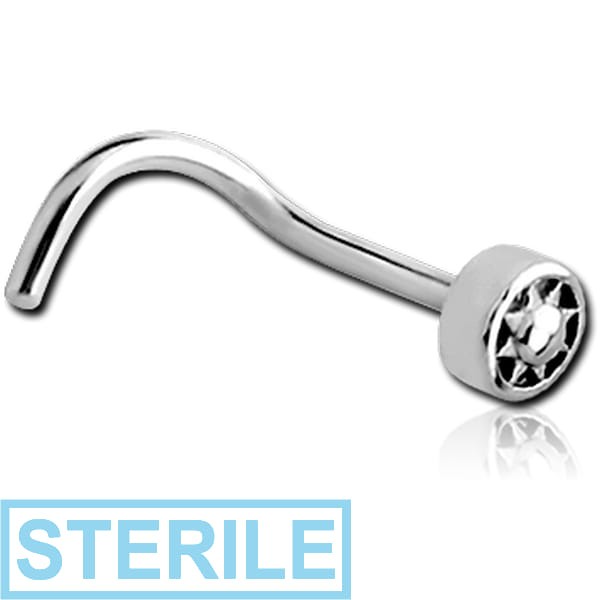 STERILE SURGICAL STEEL CURVED NOSE STUD - SUN IN CIRCLE