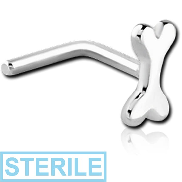 STERILE SURGICAL STEEL 90 DEGREE NOSE STUD - BONE