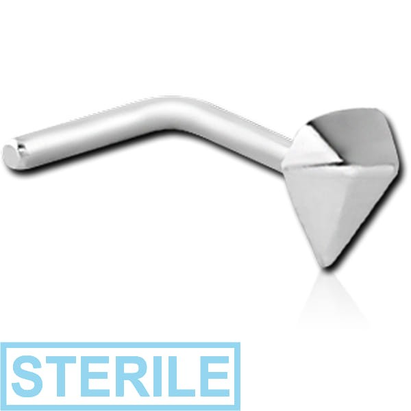 STERILE SURGICAL STEEL 90 DEGREE NOSE STUD - DIAMOND