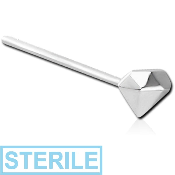 STERILE SURGICAL STEEL STRAIGHT NOSE STUD - DIAMOND