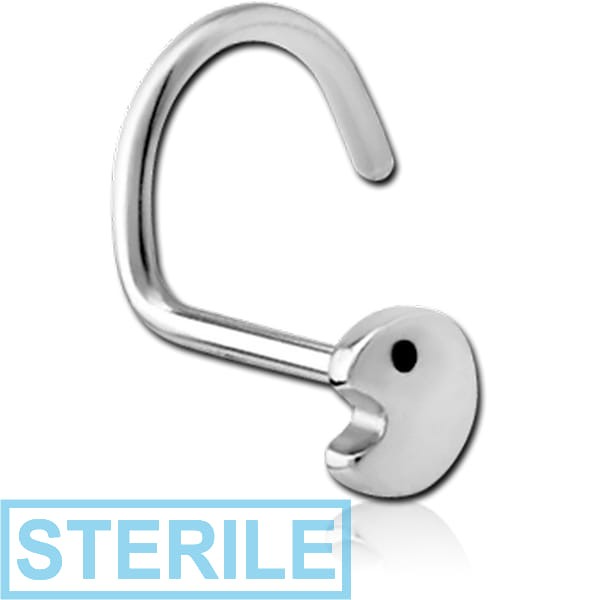 STERILE SURGICAL STEEL CURVED NOSE STUD - PACMAN