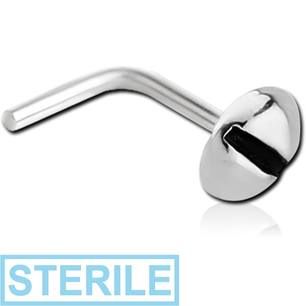 STERILE SURGICAL STEEL 90 DEGREE NOSE STUD - SCREW HEAD