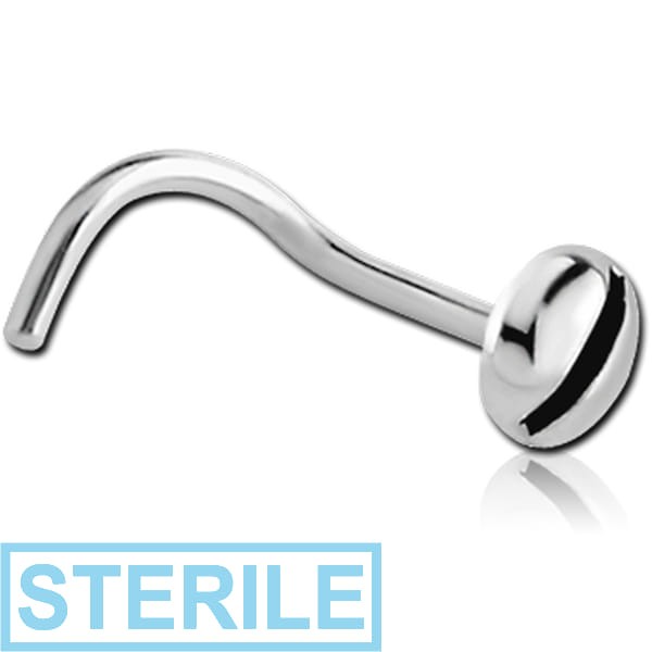 STERILE SURGICAL STEEL CURVED NOSE STUD - SCREW HEAD