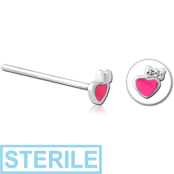 STERILE SURGICAL STEEL STRAIGHT NOSE STUD - HEART