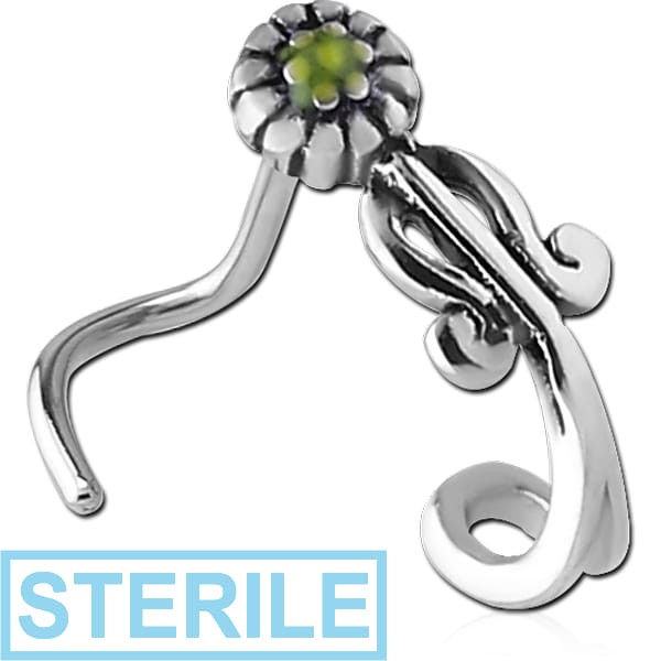 STERILE SURGICAL STEEL CURVED WRAP AROUND NOSE STUD - DAISY