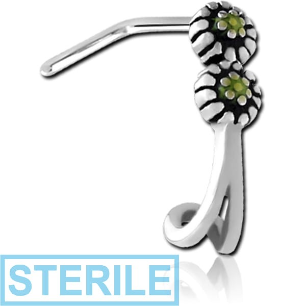 STERILE SURGICAL STEEL 90 DEGREE WRAP AROUND NOSE STUD - DAISY