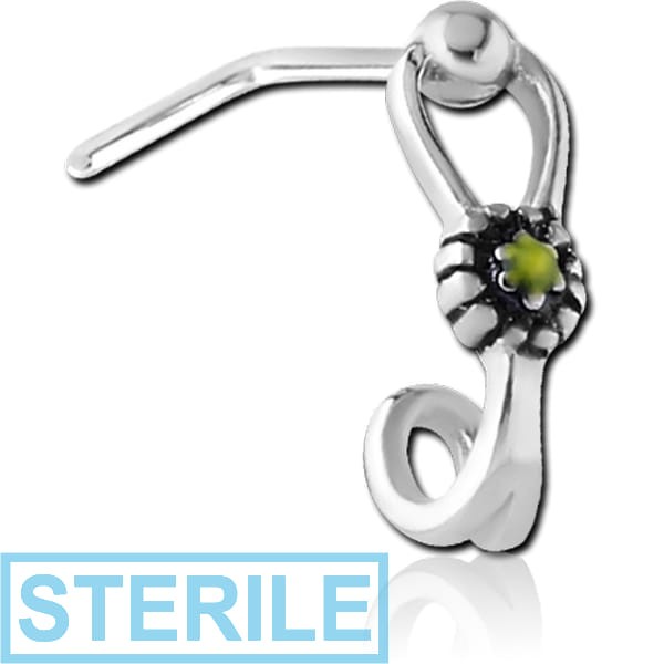 STERILE SURGICAL STEEL 90 DEGREE WRAP AROUND NOSE STUD - DAISY
