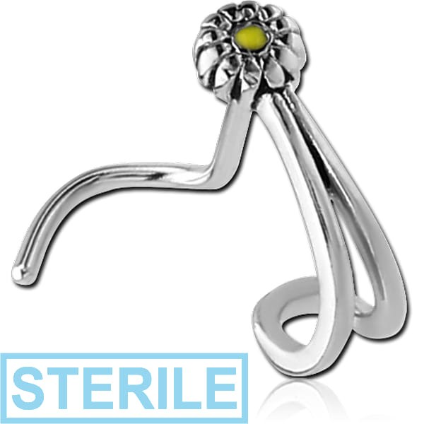 STERILE SURGICAL STEEL CURVED WRAP AROUND NOSE STUD - DAISY