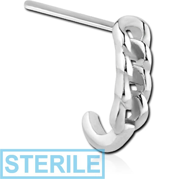 STERILE SURGICAL STEEL STRAIGHT WRAP AROUND NOSE STUD