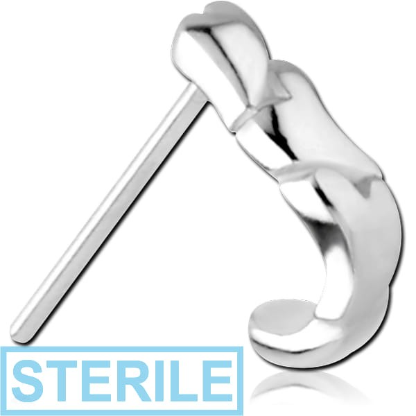 STERILE SURGICAL STEEL STRAIGHT WRAP AROUND NOSE STUD - HEARTS