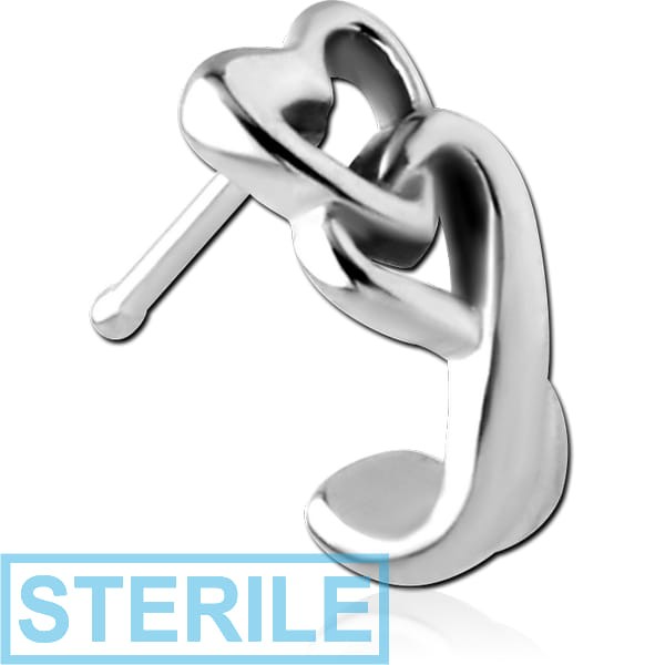 STERILE SURGICAL STEEL WRAP AROUND NOSE BONE - HEARTS