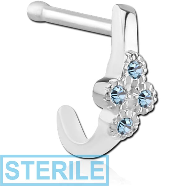 STERILE SURGICAL STEEL JEWELLED WRAP AROUND NOSE BONE