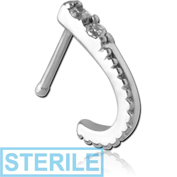 STERILE SURGICAL STEEL JEWELLED WRAP AROUND NOSE BONE