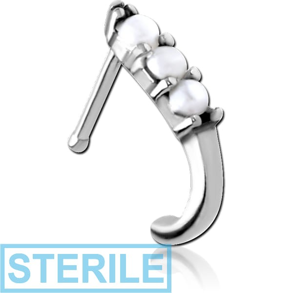 STERILE SURGICAL STEEL JEWELLED WRAP AROUND NOSE BONE