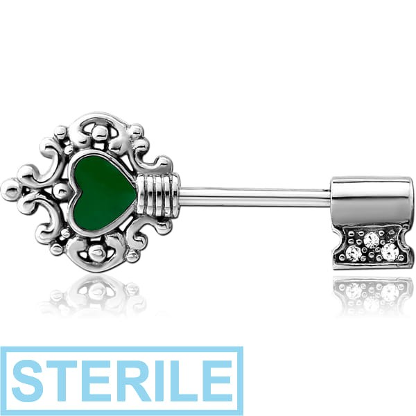 STERILE SURGICAL STEEL ENAMEL NIPPLE SHIELD - HEART KEY