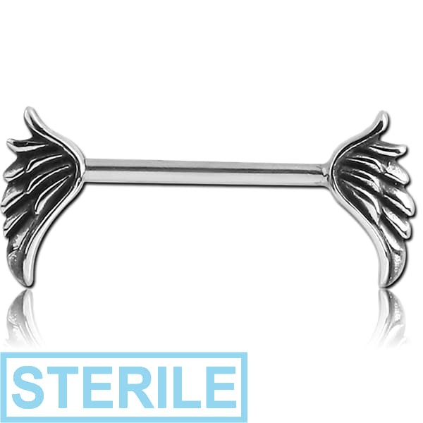 STERILE SURGICAL STEEL NIPPLE BAR - WINGS