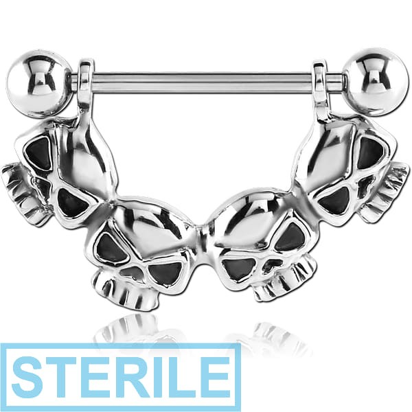 STERILE SURGICAL STEEL NIPPLE SHIELD - SKULLS