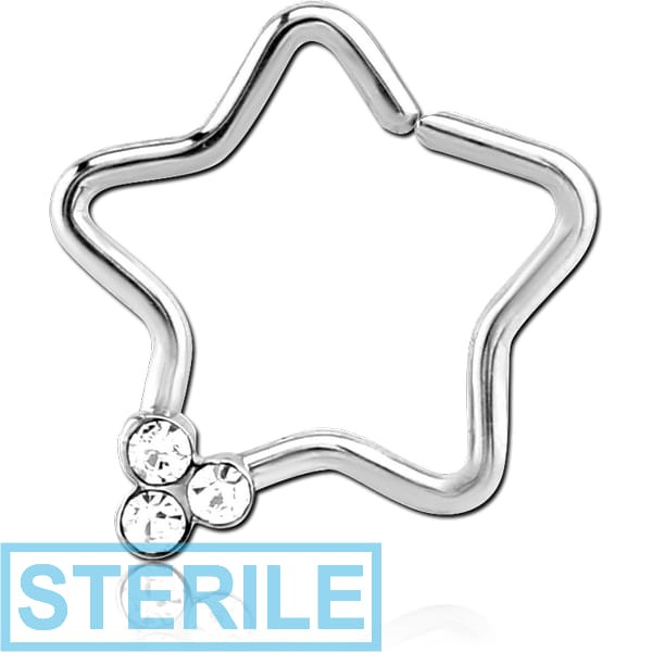 STERILE SURGICAL STEEL OPEN STAR SEAMLESS RING