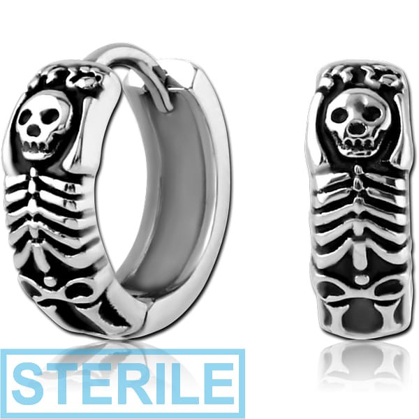 STERILE SURGICAL STEEL HUGGIES PAIR - SKULL