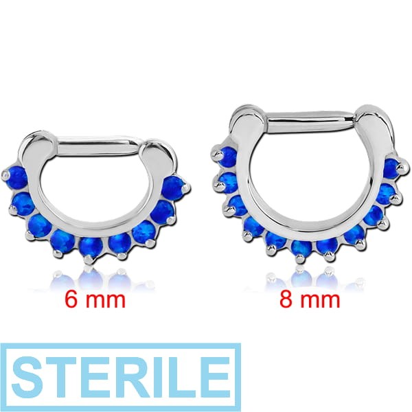 STERILE SURGICAL STEEL ROUND SYNTHETIC OPAL HINGED SEPTUM CLICKER