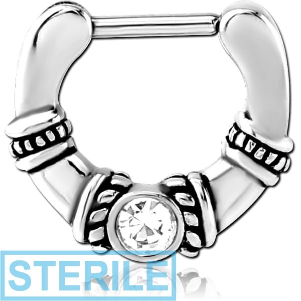 STERILE SURGICAL STEEL JEWELLED HINGED SEPTUM CLICKER - FILIGREE