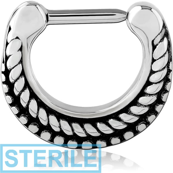STERILE SURGICAL STEEL HINGED SEPTUM CLICKER RING