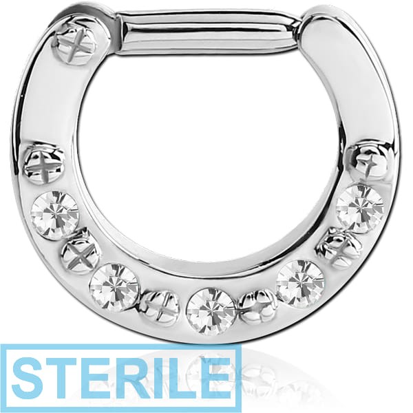 STERILE SURGICAL STEEL ROUND VALUE JEWELLED HINGED SEPTUM CLICKER