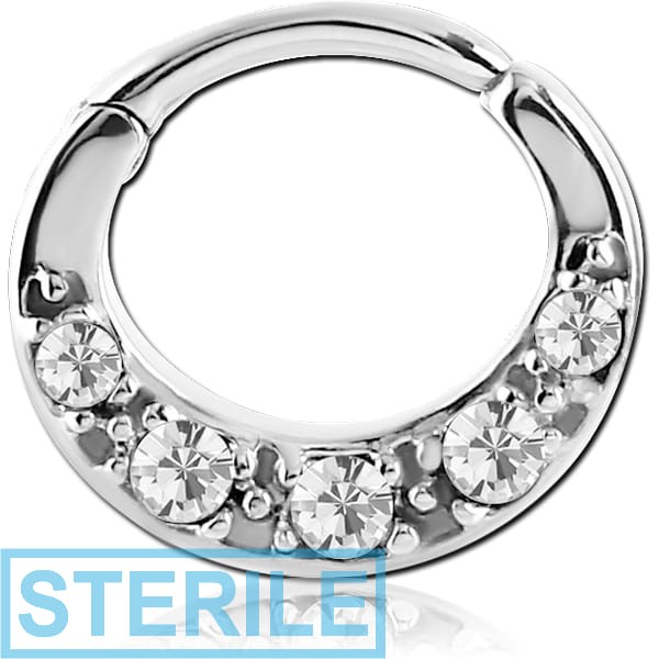 STERILE SURGICAL STEEL ROUND JEWELLED HINGED SEPTUM CLICKER