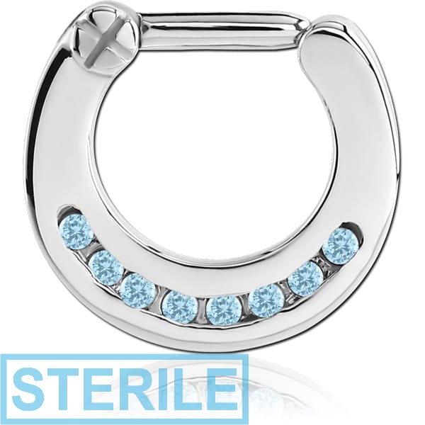 STERILE SURGICAL STEEL ROUND CHANNEL SET JEWELLED HINGED SEPTUM CLICKER