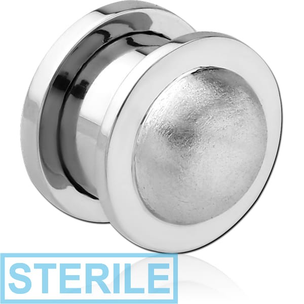 STERILE STAINLESS STEEL THREADED TUNNEL WITH SURGICAL STEEL TOP - GLITTER DOME