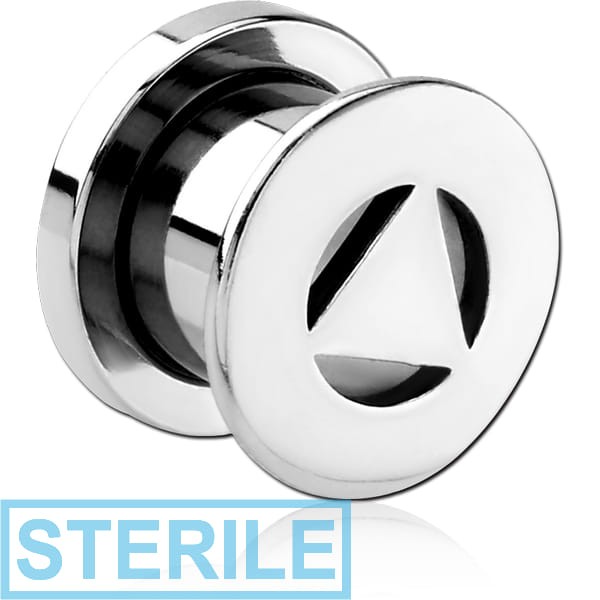 STERILE STAINLESS STEEL THREADED TUNNEL WITH SURGICAL STEEL TOP - TRIANGLE