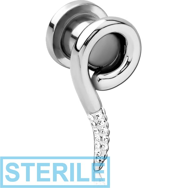 STERILE STAINLESS STEEL THREADED TUNNEL WITH SURGICAL STEEL TOP WITH CRYSTALINE