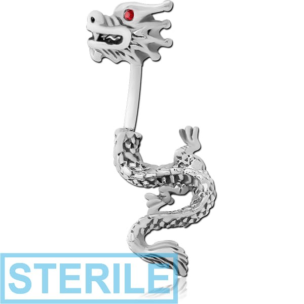 STERILE STERLING SILVER 925 JEWELLED NAVEL BANANA