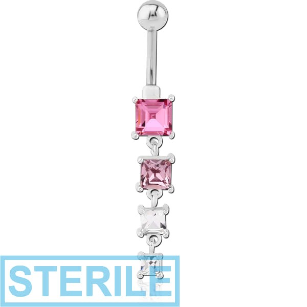 STERILE SILVER PREMIUM CRYSTALS JEWELLED NAVEL BANANA