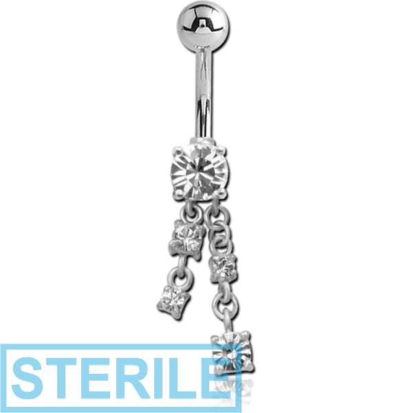 STERILE STERLING SILVER 925 JEWELLED NAVEL BANANA