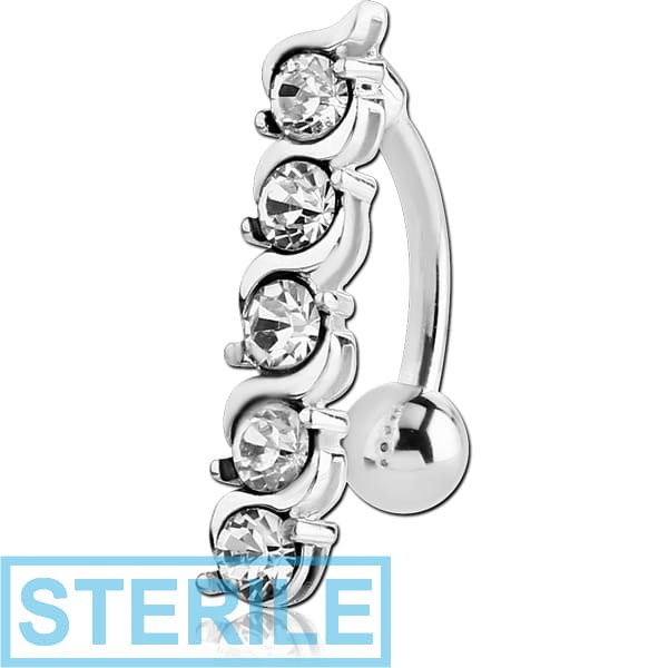 STERILE STERLING SILVER 925 JEWELLED NAVEL BANANA