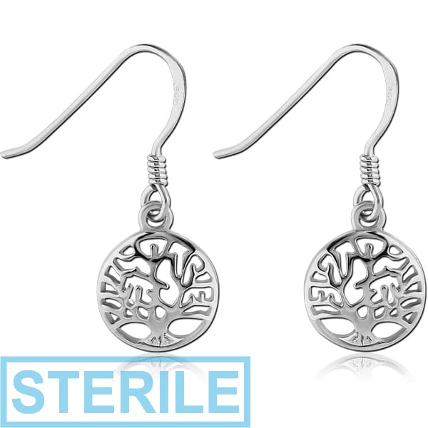 STERILE STERLING SILVER 925 EARRINGS PAIR - TREE OF LIFE