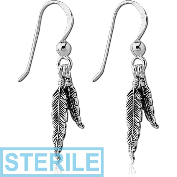 STERILE STERLING SILVER 925 EARRINGS PAIR - LEAVES