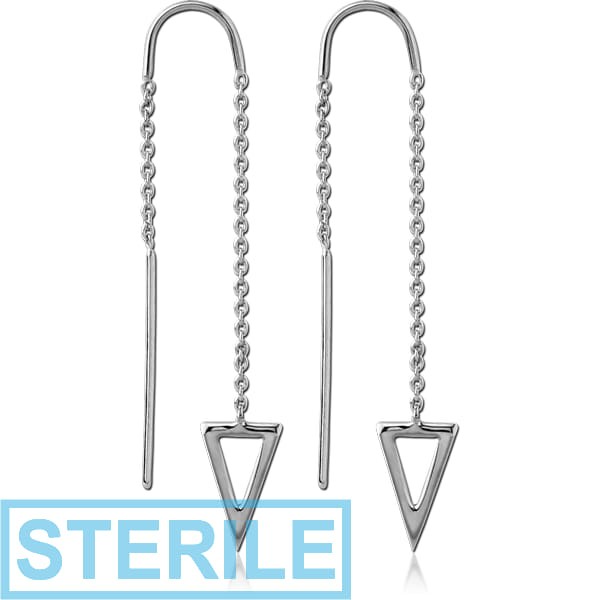 STERILE STERLING SILVER 925 CHAIN EARRINGS PAIR - TRIANGLE
