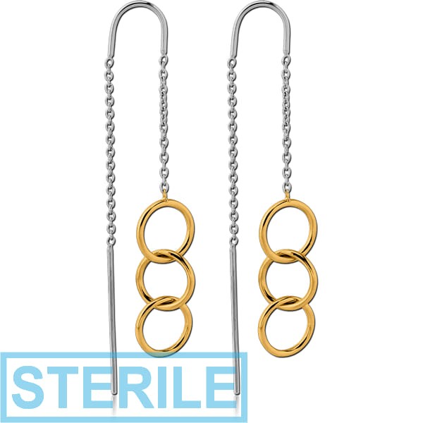 STERILE STERLING SILVER 925 TWO TONE CHAIN WITH EARRINGS PAIR - HOOPS