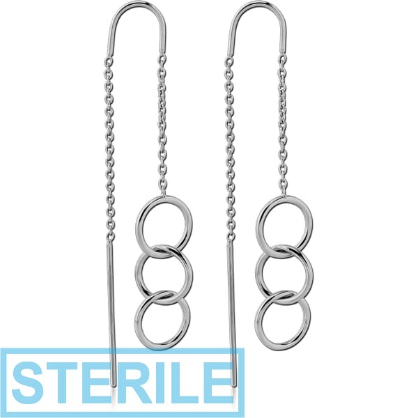 STERILE STERLING SILVER 925 CHAIN EARRINGS PAIR - HOOPS