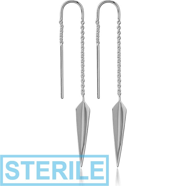 STERILE STERLING SILVER 925 CHAIN EARRINGS PAIR - ARROW HEAD