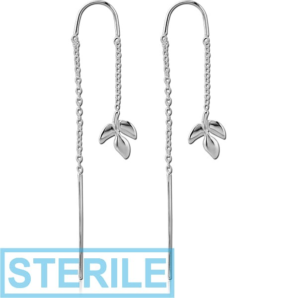 STERILE STERLING SILVER 925 EARRINGS PAIR - LEAF