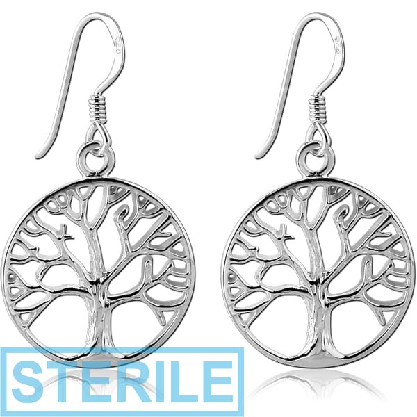 STERILE STERLING SILVER 925 EARRINGS PAIR - TREE OF LIFE