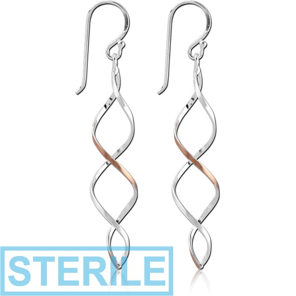 STERILE STERLING SILVER 925 TWO TONE EARRINGS PAIR
