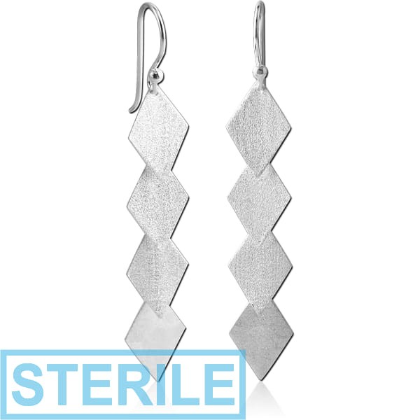 STERILE STERLING SILVER 925 EARRINGS MATT FINISH PAIR